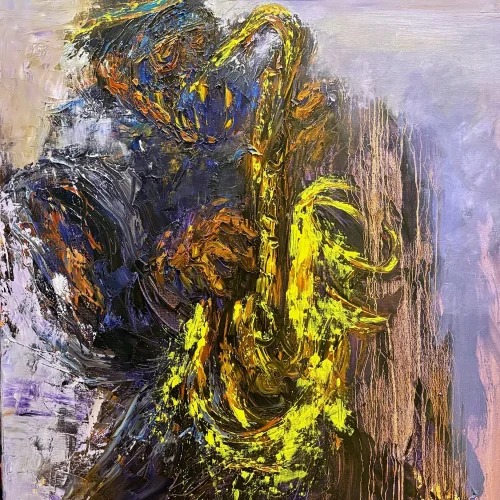 Da Blues, oil and acrylic on canvas, 3 ft. x 4 ft.