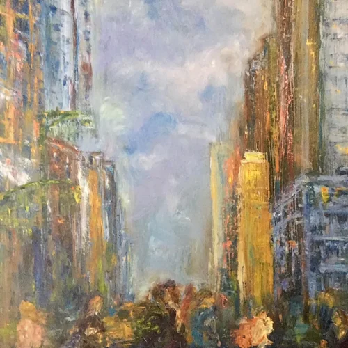 Hustle and Bustle, oil on canvas, 4 ft. x 5 ft.