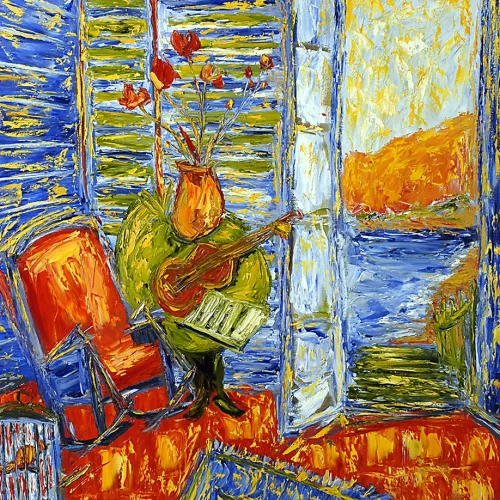 Interior with Guitar, oil on canvas, 4 ft. x 5 ft.