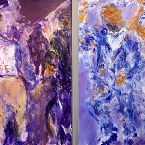 Marching on (Protest March and Wedding March), oil on canvas, 5 ft. x 8 ft.