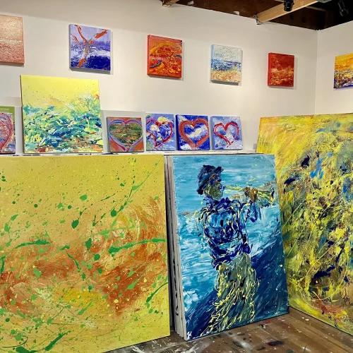 Mistral 1, Trumpet Player, Yellow, Manguiat Studio, Ventura, CA