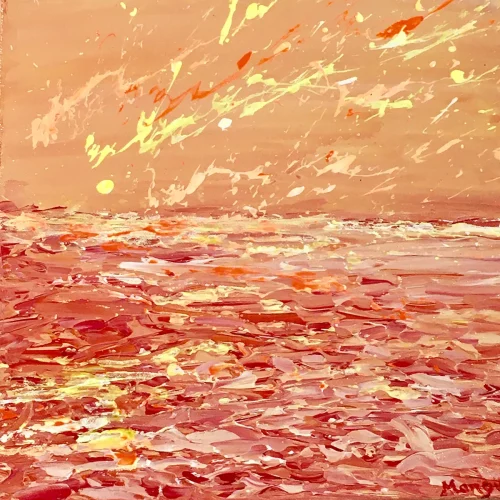 Sunset, acrylic on canvas, 10” x 10”