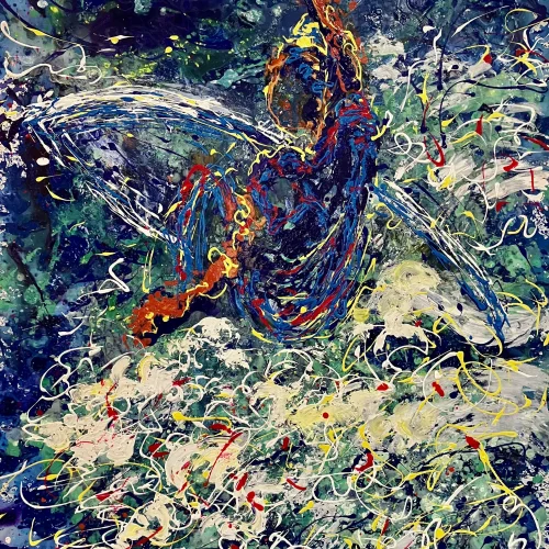 Surfer 3, acrylic on canvas, 4 ft. x 5 ft.