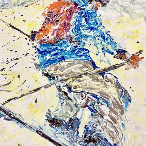 The Skier, acrylic on canvas, 3 ft. x 4 ft.