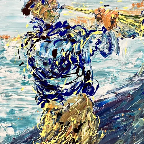 Trumpet Player, acrylic on canvas, 3 ft. x 4 ft.